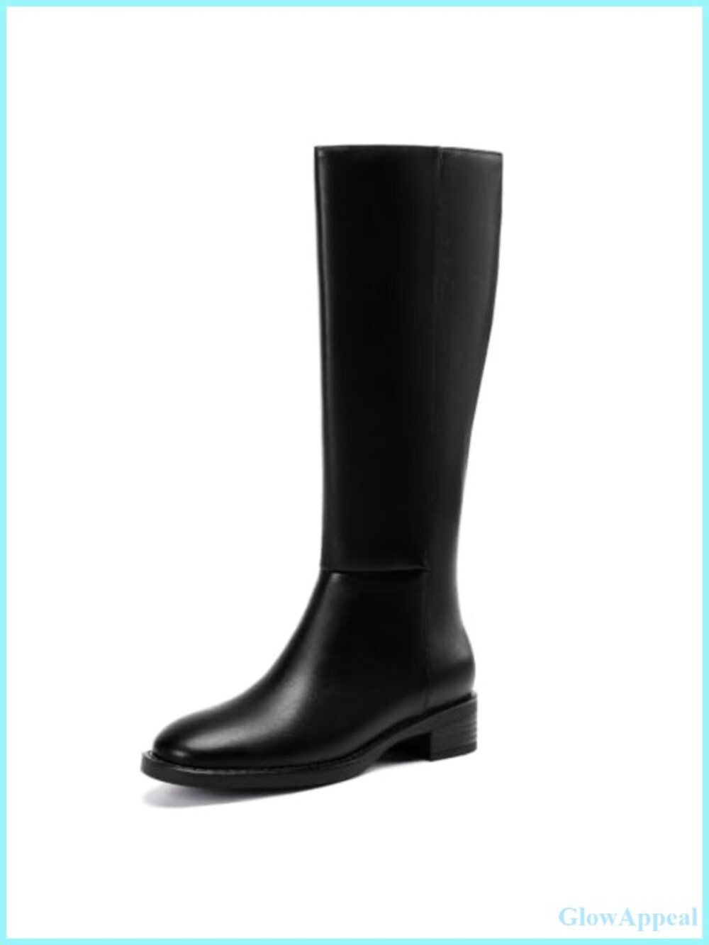 Wide Calf Knee High Boots Wide Width Faux Leather Low Block Heel